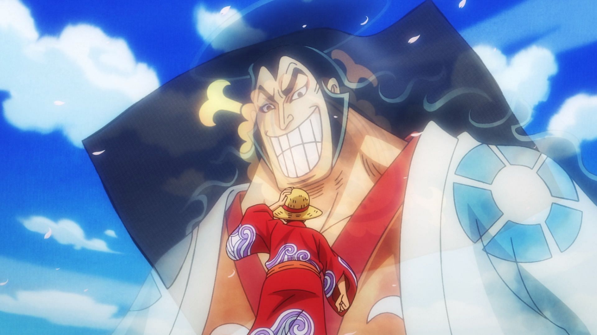 Luffy visiting Oden's grave before leaving Wano (Image via Toei Animation)